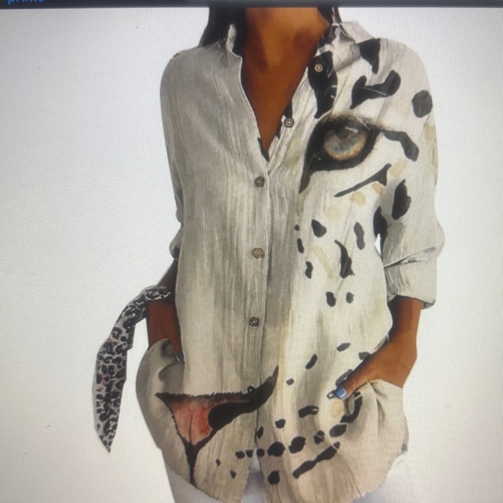 Boho Top Women Cute Animal Print Size L  NWOT